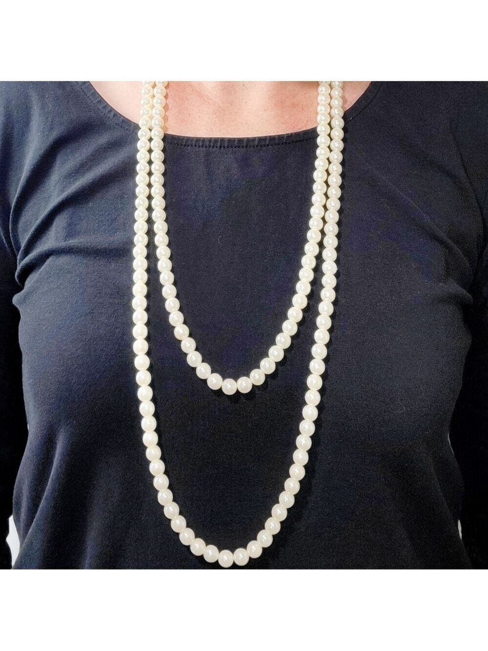 Faux Pearl Opera Length Necklace 29 Inch